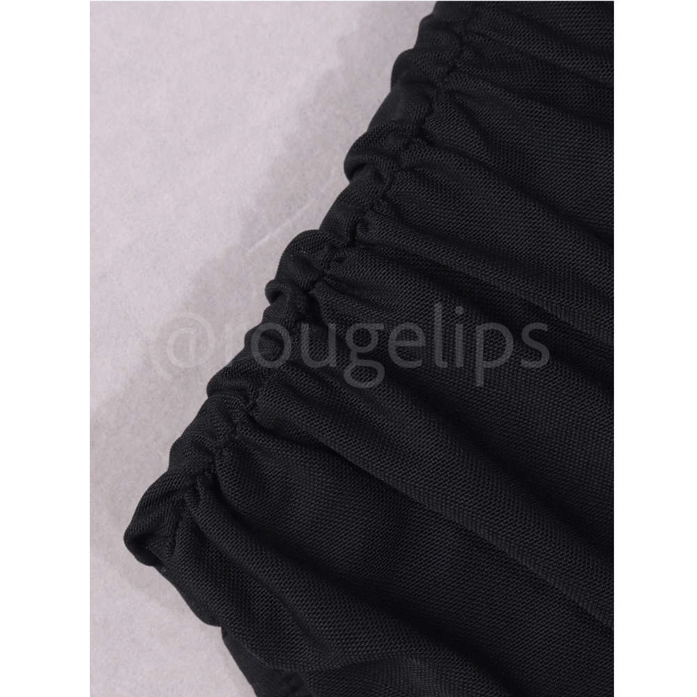 Black Corset Style Mesh Strapless Top Ruched - Picture 11 of 13